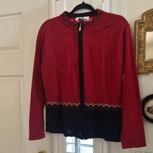Erin London Red and Black Bomber Jacket